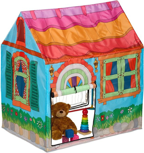 Relaxdays Spielzelt Haus Landhaus-Design Mehrfarbig Polyester Kunststoff - Bild 1