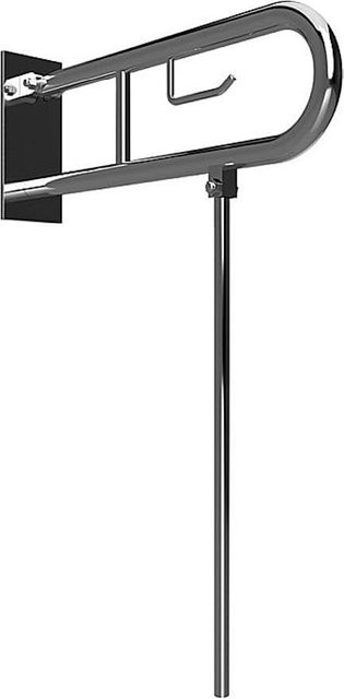 Brillantbad BELP Stützklappgriff in U-Form mit Toilettenpapierhalter und Standfuß aus Edelstahl gebürstet, Farbe Silber, B/T/H: 10,0 x 80,0 x 86,6 cm, 120 kg Traglast - Bild 1