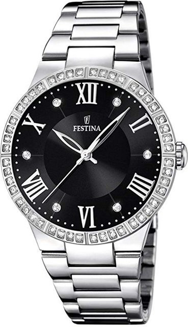 Festina Damenuhr, Quarz, Edelstahl, Schwarz, 36 mm, 5 ATM - Bild 1