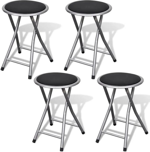 vidaXL Set aus 4 klappbaren Hockern aus Kunstleder und Stahl - Bild 1