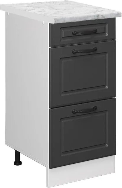 Vicco R-Line Schubladenschrank für die Küche in Anthrazit und Weiß im Landhausstil mit Marmor-Optik, Breite: 40 cm - Bild 1