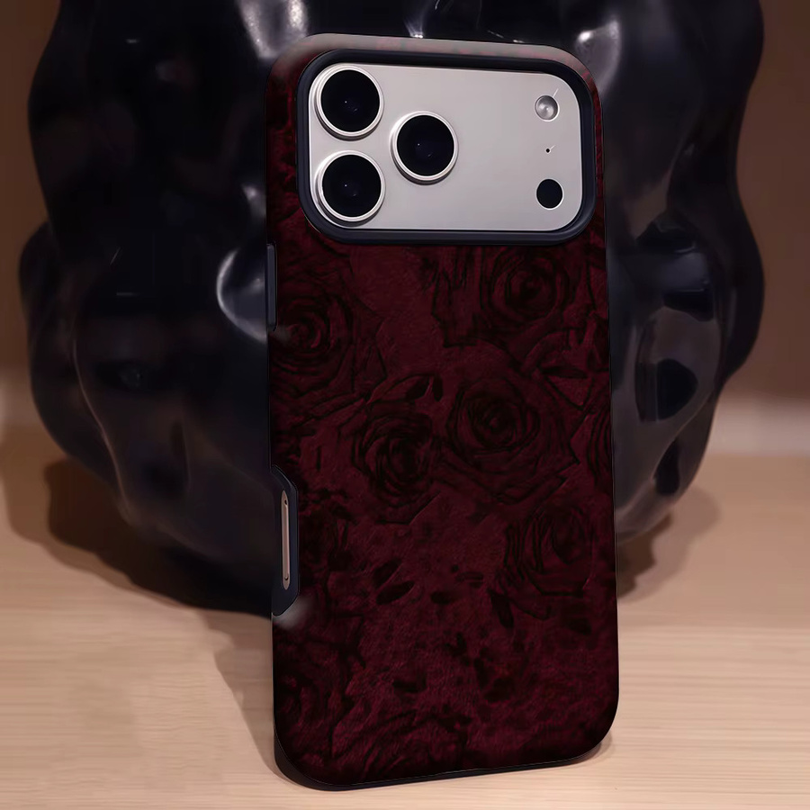 Potdemiel Robuste Doppel-Schicht Handyhülle für iPhone 17 16 15 14 13 Pro Max Plus mit Magnetfunktion in Burgunderrot - Bild 3