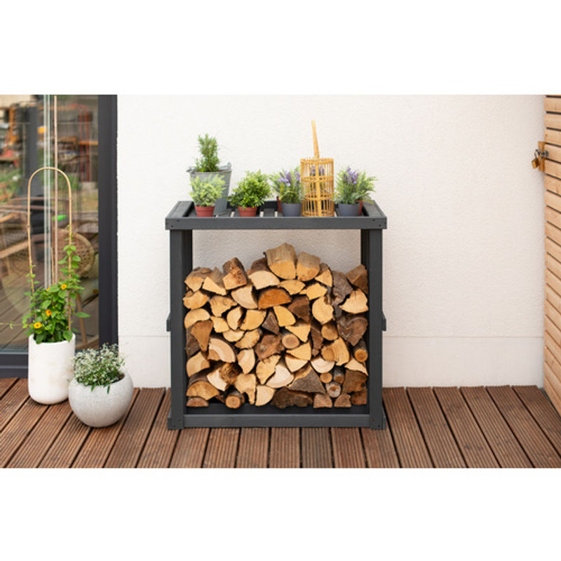 Westmann Kaminholzregal Harald aus Kiefernholz, Anthrazit, B/T/H: 108 x 52 x 106 cm - Bild 7