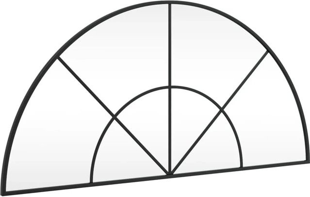 vidaXL Wandspiegel Schwarz aus Metall und Glas, Gewölbt, B: 100 cm, H: 50 cm - Bild 1