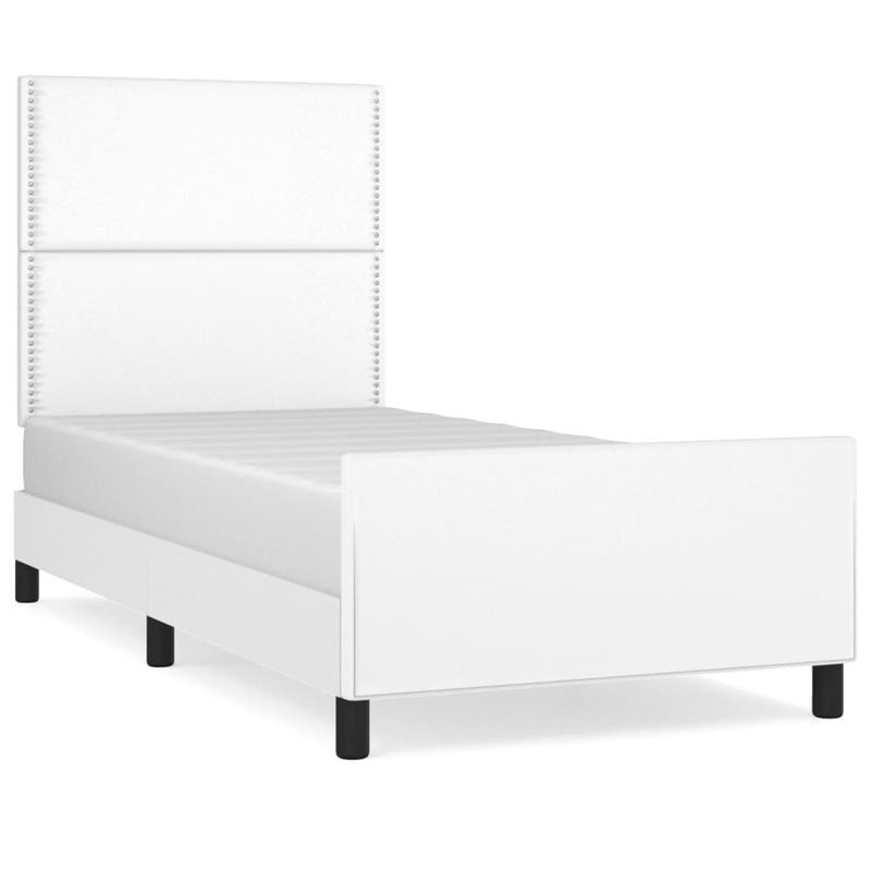 Vidaxl Polsterbett mit Kopfteil in Weiß aus Kunstleder, B/T: 100 x 200 cm - Bild 2