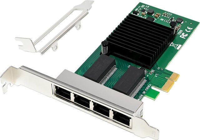 InLine Quad Gigabit Netzwerkkarte mit 4x RJ45 1 Gbit/s PCIe x1 Low-Profile (51127D) - Bild 1