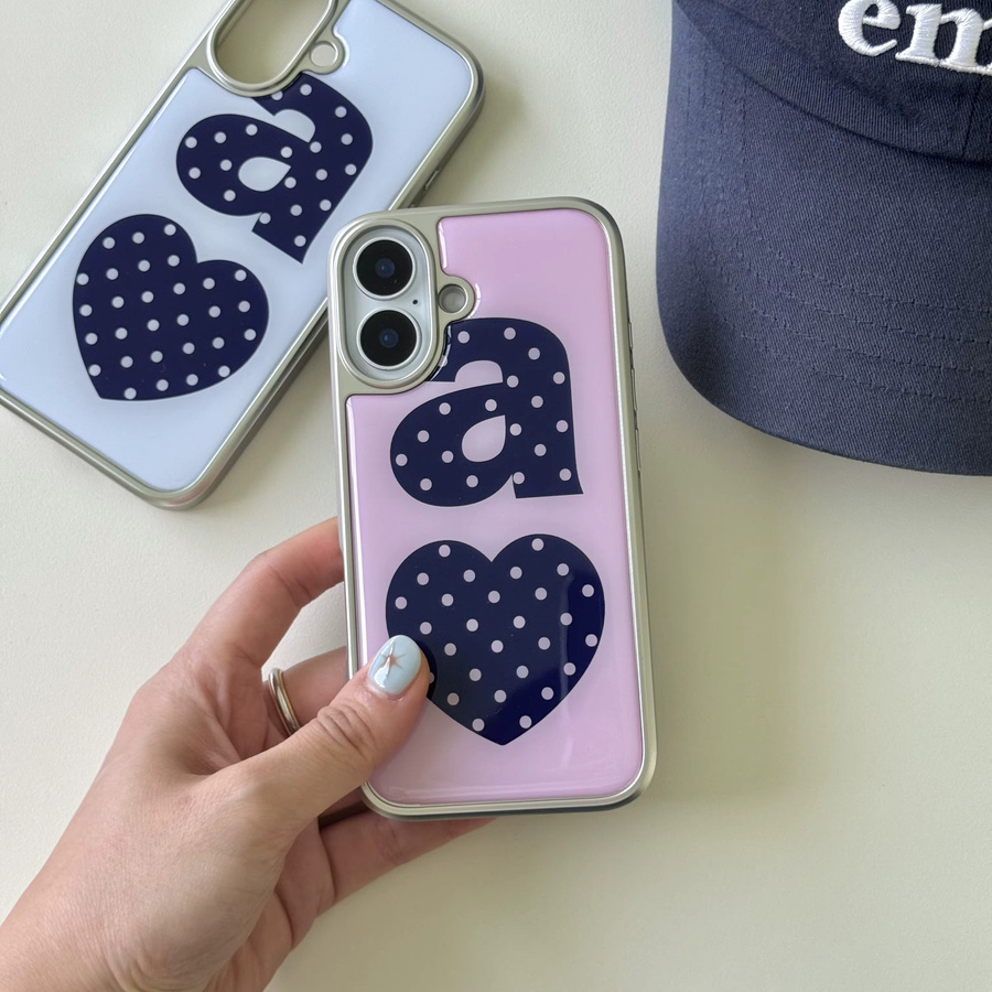 Clmj NAVY DOTTY LOVE Handyhülle für iPhone 11 bis iPhone 17 Pro Max in Pink mit transparenter Rückseite - Bild 2