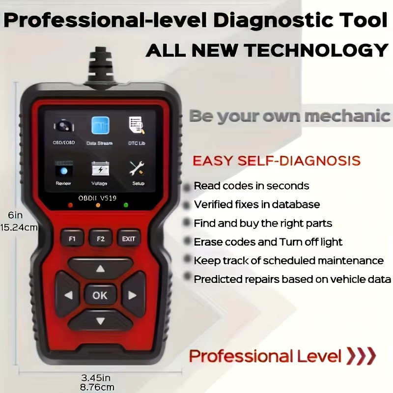 Jexiwe V519 Professioneller OBD2-Scanner in Blau - USB-betriebenes Auto-Diagnosegerät mit Echtzeit-Datenübertragung und vollständigen OBD II-Tests zum Lesen und Löschen von Fehlercodes - Bild 2
