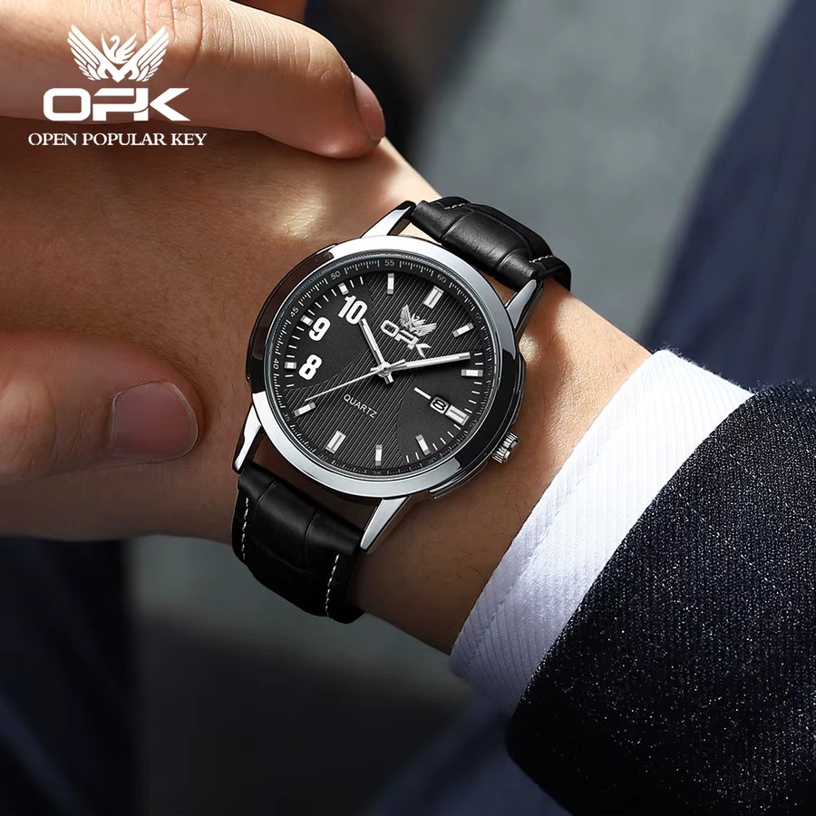 OPK Armbanduhr Quarz, Leder, Schwarz, Herren - Bild 4