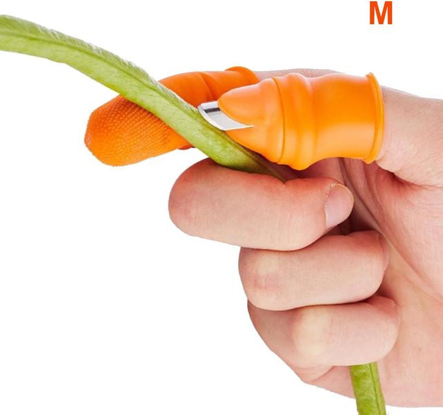 CosyHome Pflück-Daumenschneider Set in Orange aus Edelstahl und Gummi für die Ernte von Obst und Gemüse - Bild 1