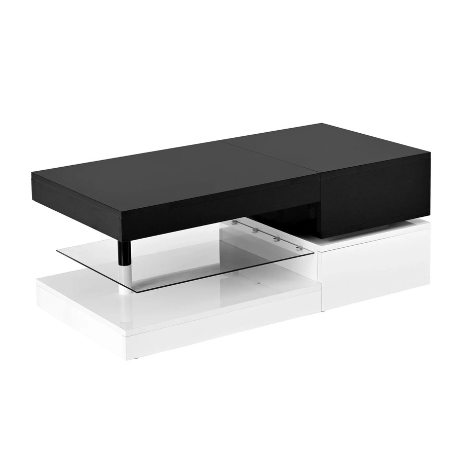okwish Couchtisch mit LED-Beleuchtung, App- und Bluetooth-Steuerung sowie Glasablage in Schwarz/Weiß, B/T/H: 90 x 45 x 35,5 cm - Bild 2