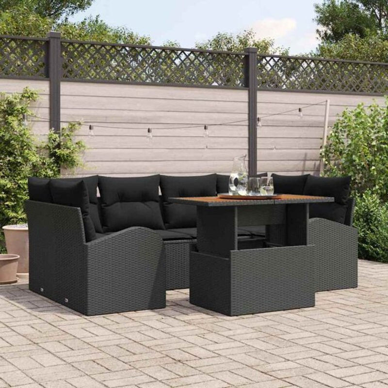 Vidaxl Garten-Sofa-Set aus Poly-Rattan mit Speicherfunktion in Schwarz - Bild 1