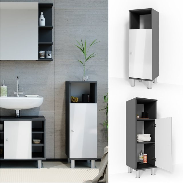 Vicco Midischrank FYNN Badezimmerschrank in Anthrazit und Weiß, B/T/H: 30 x 30 x 95 cm - Bild 1