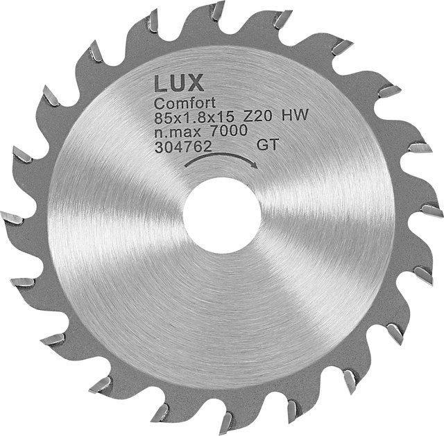 LUX-TOOLS HM-Minikreissägeblatt für Holz, Ø 85 mm, 20 Zähne, Carbide-Tipped, Silber - Bild 1