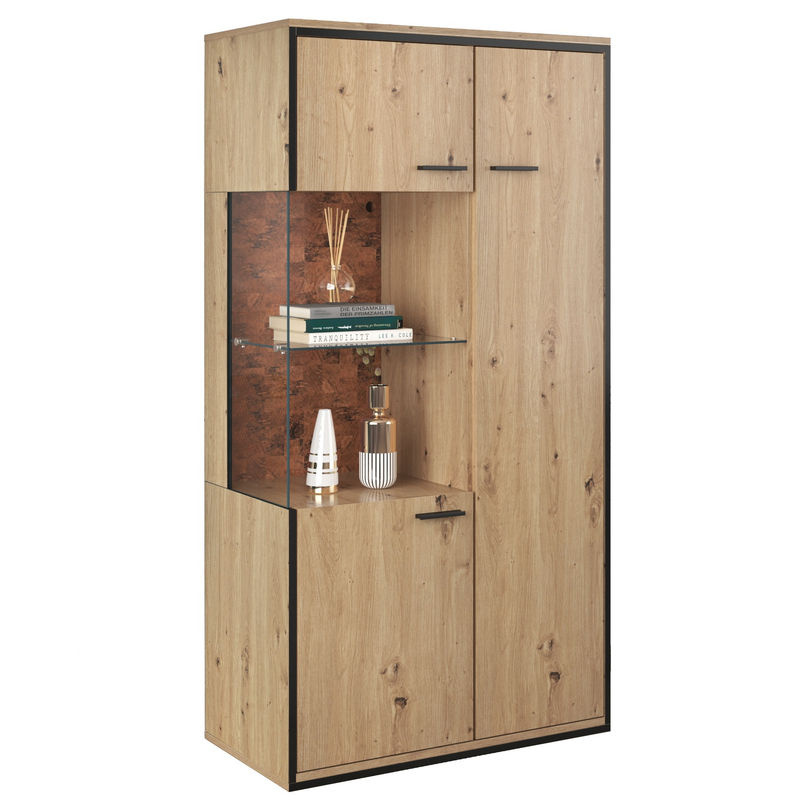 Aosom Vitrinenschrank mit LED-Beleuchtung und Glastüren in Braun, B/T/H: 150 x 40 x 78 cm - Bild 2