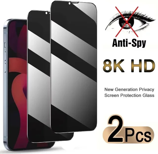 SFHOMIE 2er Pack Anti-Spion Displayschutzfolie aus gehärtetem Glas für iPhone 15, iPhone 15 Pro, iPhone 15 Plus und iPhone 15 Pro Max - Bild 1