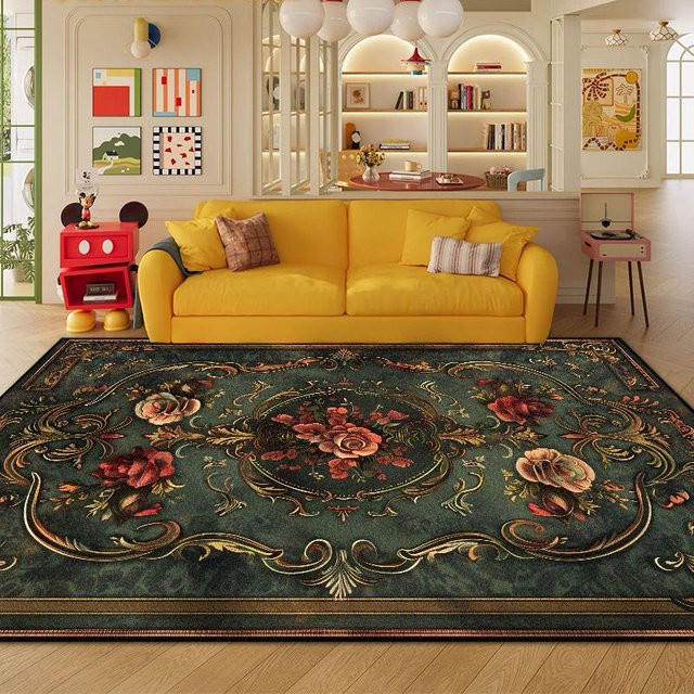Karpetti Teppich mit Blumendesign in Grün, rutschfest und waschbar, B/T: 60 x 90 cm - Bild 1