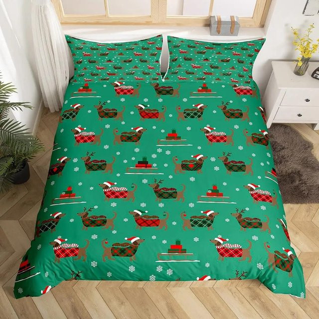 Bettwäscheset mit Cartoon-Dackel von Your Warm Home, gelb, 3-teilig aus Polyester, B/H: 210 x 210 cm - Bild 1