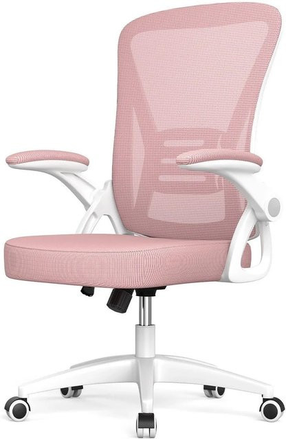 Rattantree Ergonomischer Drehstuhl mit Klapparmlehnen in Pink mit Mesh Rückenlehne und Höhenverstellung - Bild 1