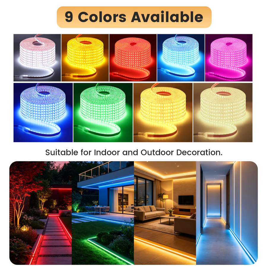 HEGEHE Dimmbarer LED-Streifen mit Timer und Selbstklebefolie, Wasserdichtes RGB SMD Bandlicht mit 120 LEDs, AC 220V, Farben: Rot, Grün, Blau, Weiß - Bild 4