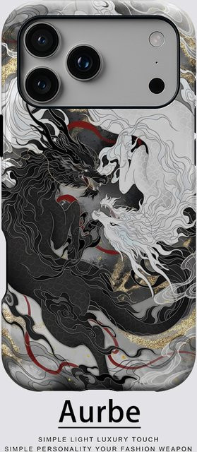 Potdemiel Magnetische Handyhülle mit Yin-Yang Drachen-Tapisserie für iPhone 17 16 15 14 13 Pro Max Plus, Mehrfarbig - Bild 1