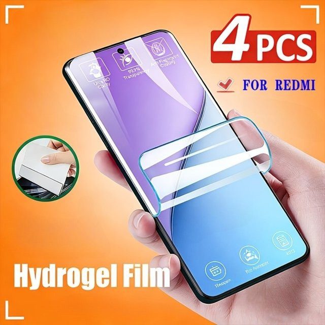 4 Stück Xiaomi Ultra-Klare Hydrogel-Displayschutzfolien für Redmi Note 15 14 13 Pro Plus 14S 12S 11S 10S 12 11 10 9 Pro, transparent, kratzfest - Bild 1