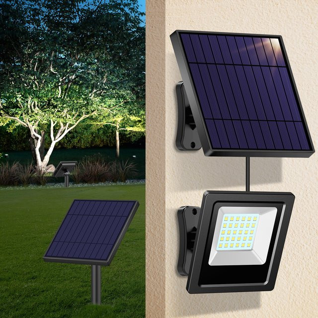 Intelamp 2er-Pack Outdoor-Solarleuchten mit 4400mAh, Wasserdichte Solar-Flutlichter in Schwarz für Garten, Terrasse und Hof - Bild 1