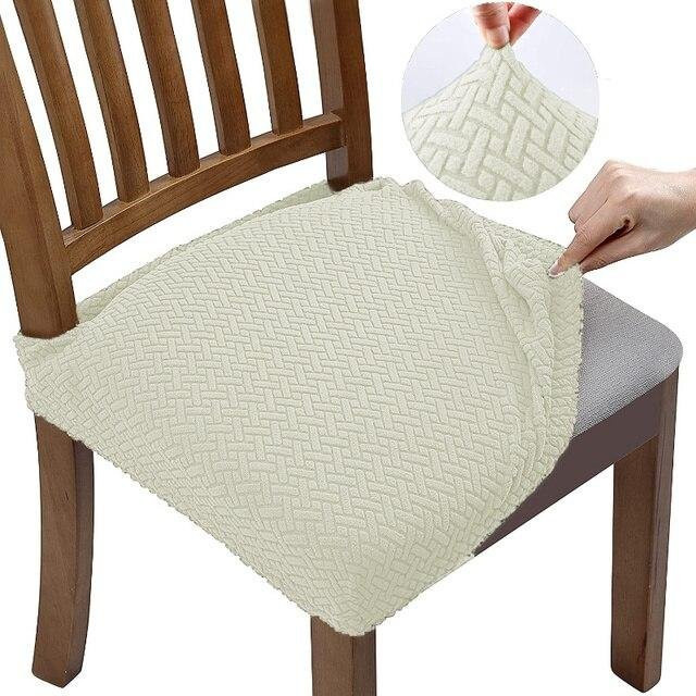 NanHeng Jacquard-Stuhlsitzbezüge aus Stretch-Spandex in Beige, abnehmbar und waschbar - Bild 1
