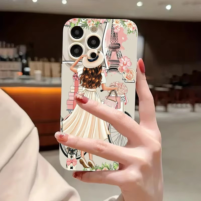 Apple iPhone Handyhülle mit Blumenmädchen-Muster aus weichem TPU-Silikon, Multicolor - Bild 6