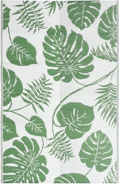 vidaXL Outdoorteppich mit Jacquard-Muster in Grün aus Polypropylen, Breite: 120 cm, Tiefe: 180 cm - Bild 1