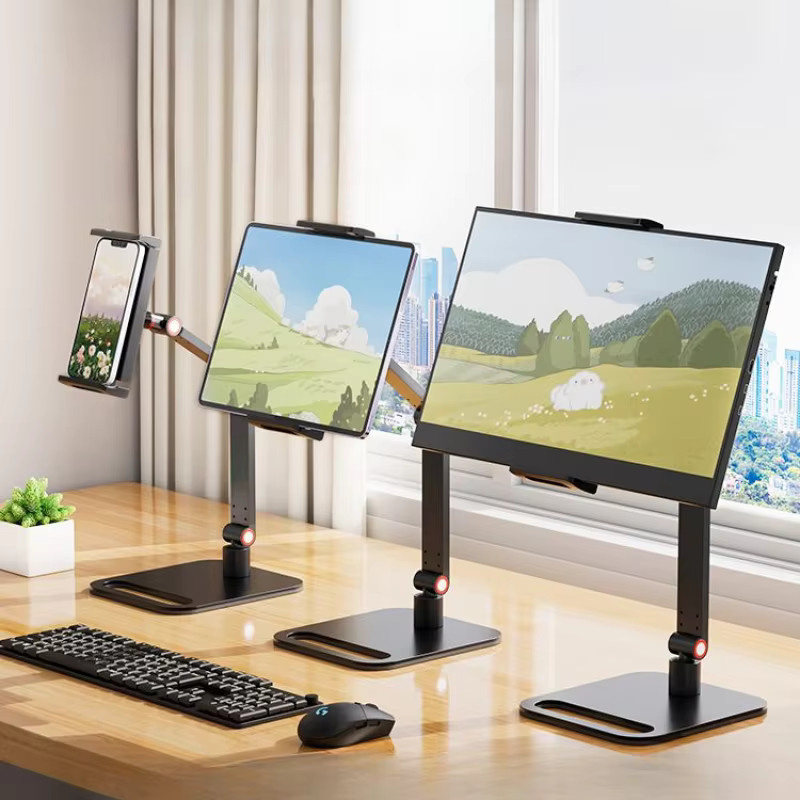 YOAINGO Tragbarer Tablet-Monitorständer in Schwarz, klappbarer Monitorarm mit verstellbarem Arm und Lazy Clamp für Desktop-Büro, VESA-Halterung für Tablets und Monitore bis 17 Zoll - Bild 4