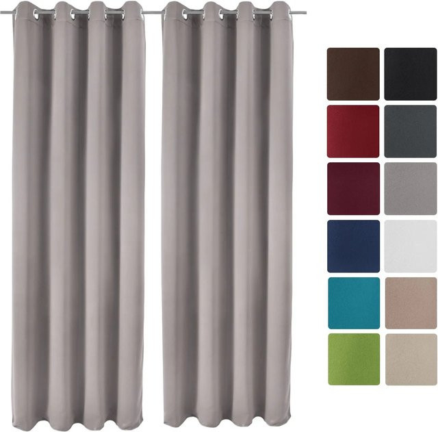 Beautissu Amelie Blackout Vorhang mit Ösen, Grau, 2-teilig, Breite: 140 cm, Höhe: 245 cm - Bild 1