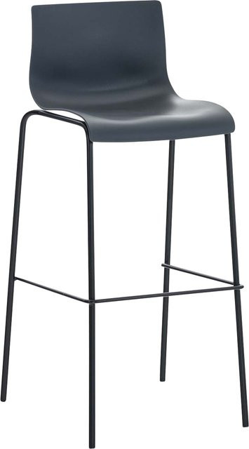TPFLiving Barhocker Hope mit 4-Fuß-Gestell in Schwarz und Grau aus Kunststoff und Metall - Bild 1