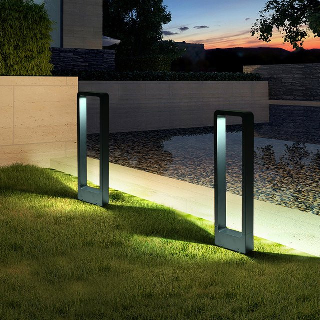TRAZOS LED Gartenstrahler Modern Aluminium Schwarz IP54 Outdoor Landschaftsscheinwerfer 6W Warmweiß Höhe: 80 cm - Bild 1