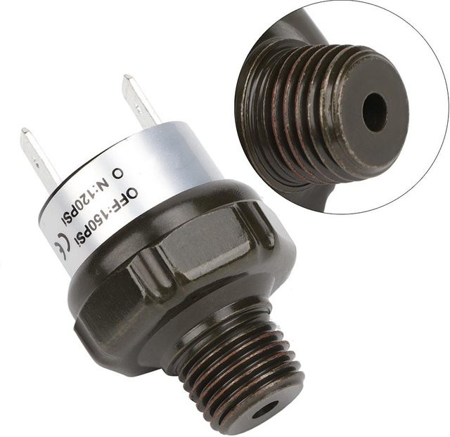 Igeteck Luftdruckregelschalter für Auto Luftkompressoren, NPT 1/4, 120-150 PSI, Schwarz - Bild 1