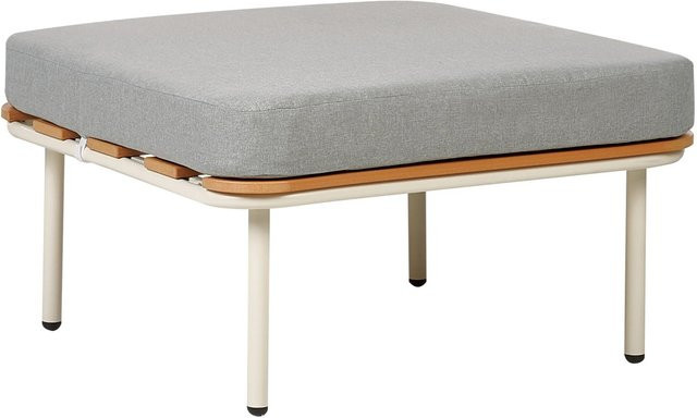 Beliani Fußhocker Modern in Grau und Weiss mit hellem Holzfarbton, B/T/H: 74 x 74 x 43 cm - Bild 1