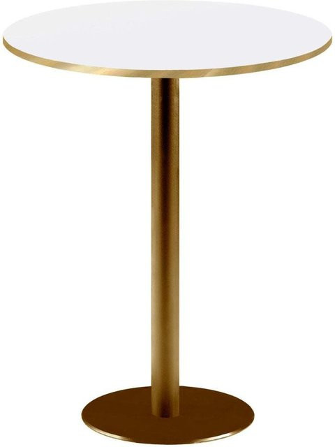RestooTab Stehtisch Rome rund mit weißer Platte und goldmetallic Gestell, H: 113 cm, Ø: 60 cm - Bild 1