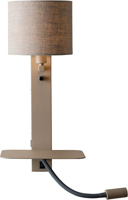it´s about RoMi Florence Wandleuchte mit verstellbarem LED-Leselicht in Beige aus Leinen - Bild 1