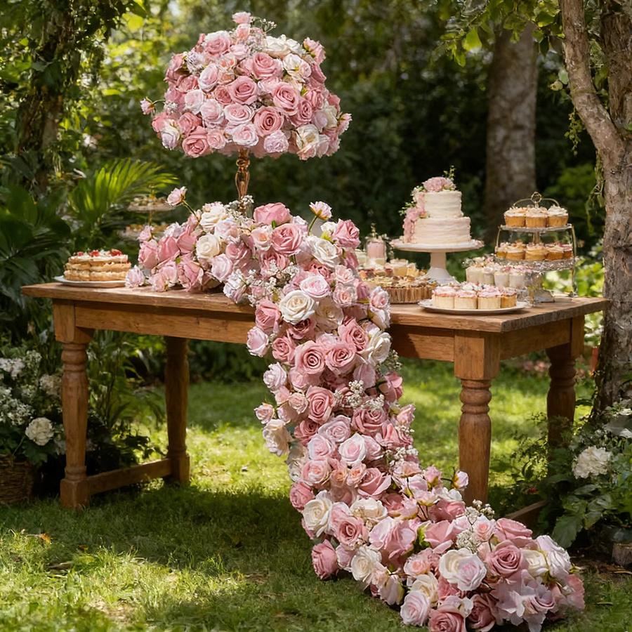 Uflower Künstliche Blumen in Pink als florale Tischdekoration und Hochzeits-Mittelstück - Bild 2