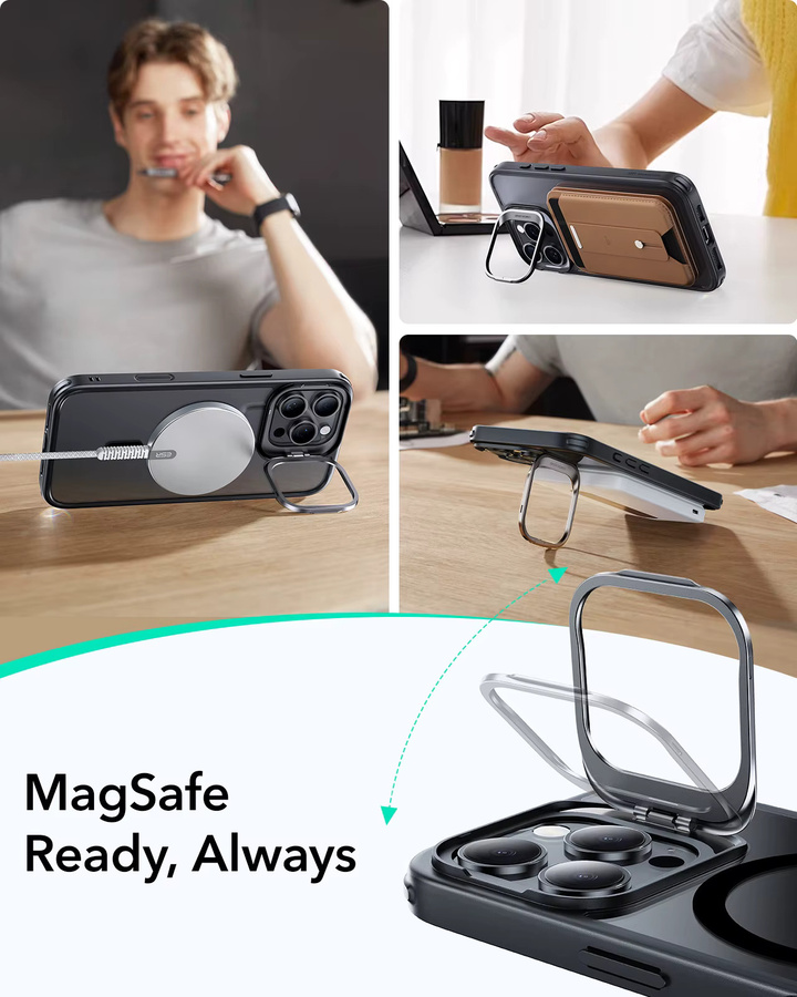 ESR MagSafe Handyhülle mit Standfunktion für iPhone 17, iPhone 16 Pro Max und 17 Air, kompatibel mit der Kamera-Steuertaste, transparent oder schwarz - Bild 6