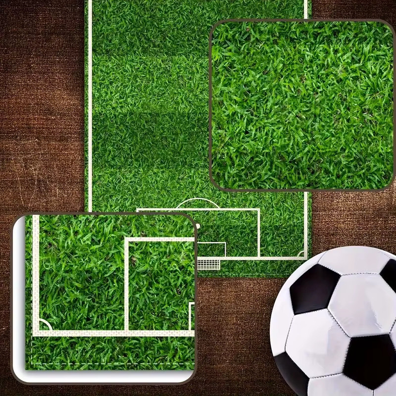 VIKAMA Tischläufer aus Leinen mit Fußball-Spielfeldmuster in Grün, Länge: 150 cm - Bild 5
