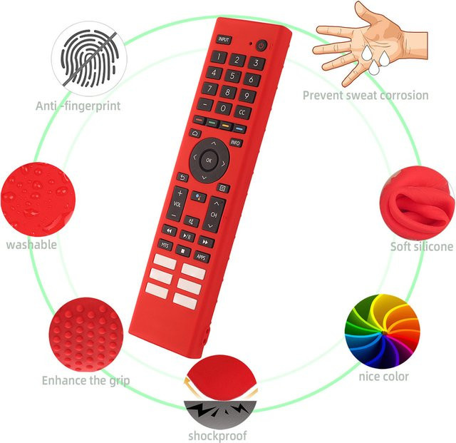 Silikon-Schutzhülle für Hisense Smart TV-Fernbedienungen ERF3A80, ERF3B80H, ERF3C80H und ERFTG80H in Rot und Lila - Bild 1