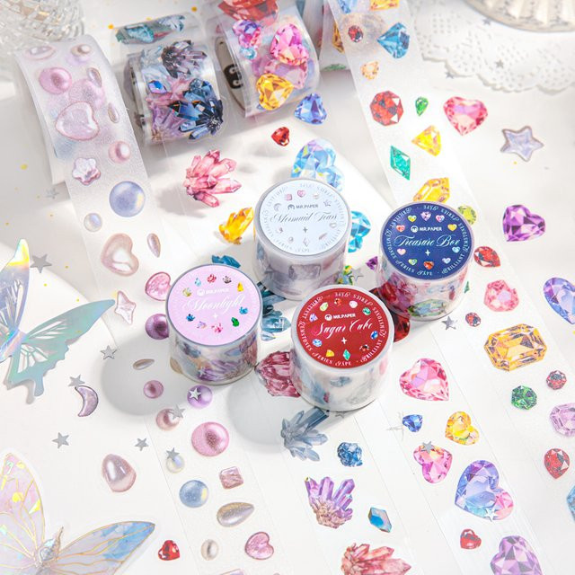 Mr. Paper Glitzer-Edelstein Washi Tape aus PET für Scrapbooking und DIY, Multicolour, Länge: 200 cm - Bild 1