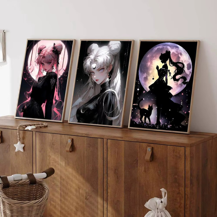 Retro Kraftpapier Aufkleber Sailor Moon Cartoon Vintage Poster zur Raumdekoration in Mehrfarbig - Bild 2