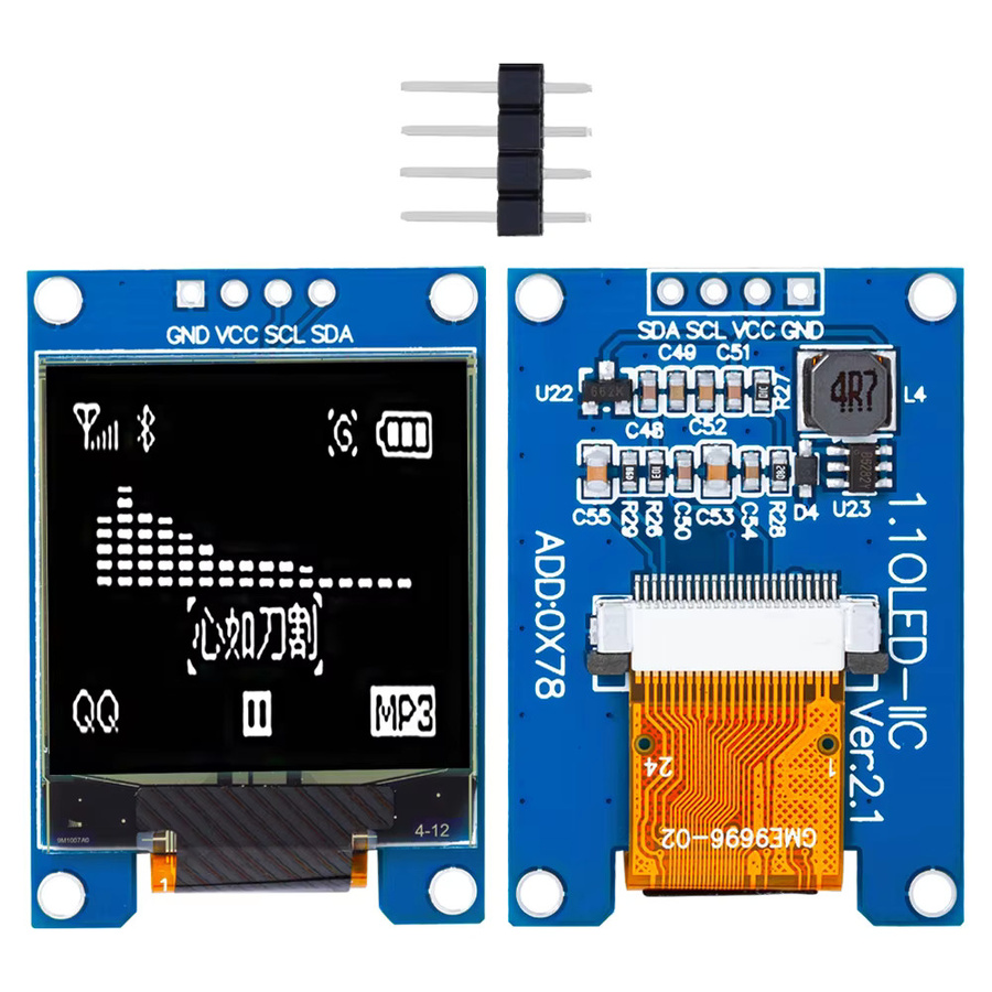 Baishundianzi SH1107 OLED-Bildschirm 1,1 Zoll Weiß mit 4PIN SPI und 7PIN Schnittstelle für Arduino-Projekte, B/H/T: 96 x 96 mm - Bild 5