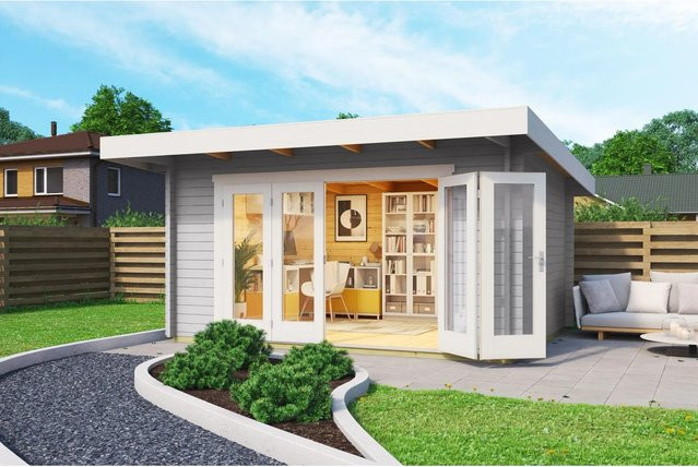 Lasita Maja Gartenhaus Sussex Flachdach Lichtgrau B/H/T: 450 x 239,4 x 410 cm - Bild 1