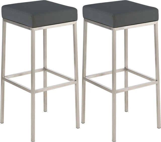 CLP 2er Set Barhocker Montreal in Grau mit Kunstlederbezug und Edelstahlgestell - Bild 1