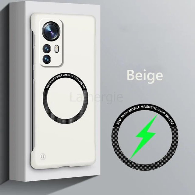 Slim Case für Xiaomi 12 Pro 13 Ultra 12X 12S Pro 5G mit magnetischer MagSafe Unterstützung und Wireless Charging, Rahmenlose harte Rückseite, Farbe: Beige - Bild 1
