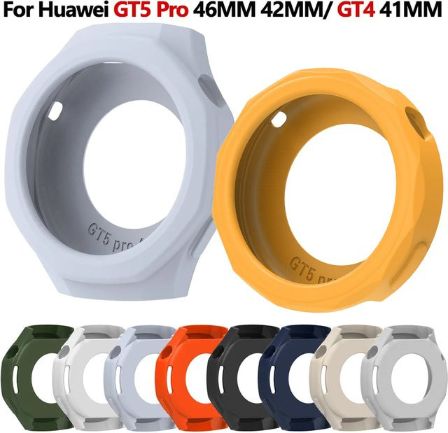 CAOWTAN Schutzhülle Silikon, Schwarz, für Huawei Watch GT5 Pro 42mm 46mm - Bild 1