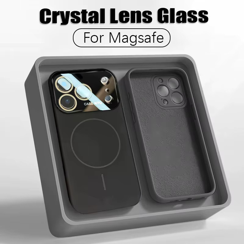 MagSafe Kristall Objektivhülle für Apple iPhone 12 bis 17 Pro Max mit kabellosem Laden, weiche Abdeckung in Schwarz oder Grau - Bild 2